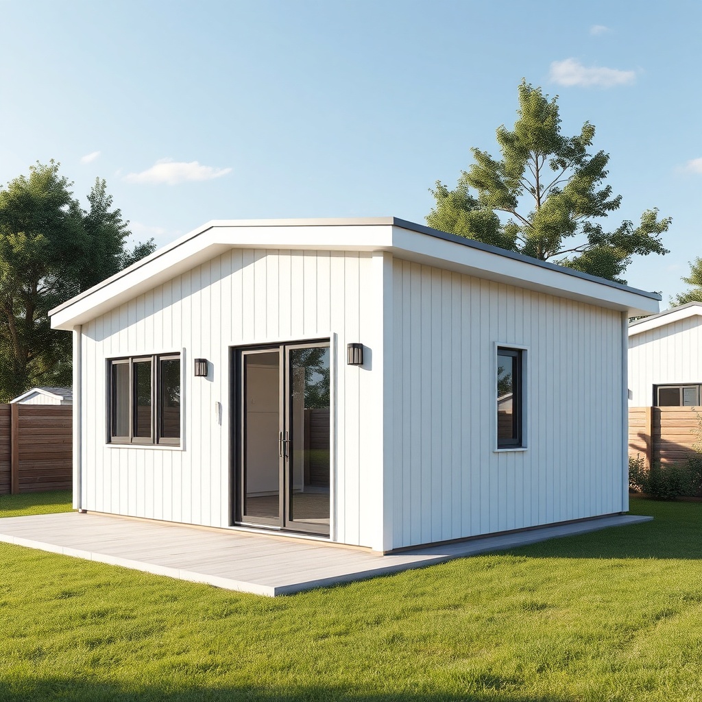 Realistic photo of Karmod 72m2 prefabrik ev with insulated walls and roof