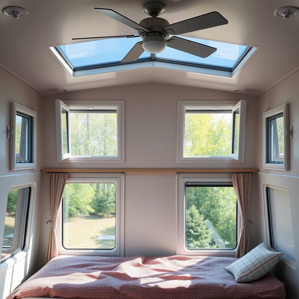 Realistic photo of a Karmod 72m2 interior with open windows