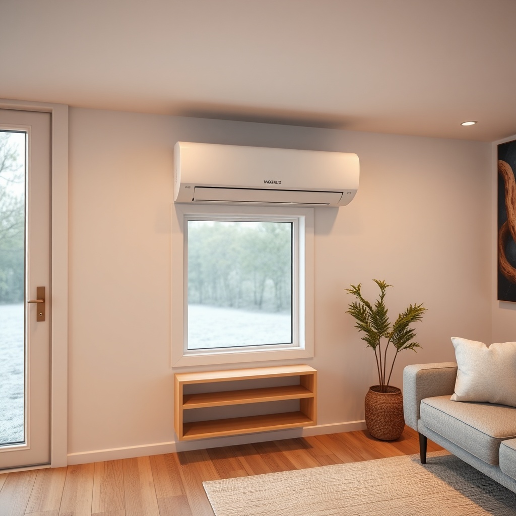 A photorealistic photo of the interior of a Modilo 45m2 prefabrik ev showing an inverter w
